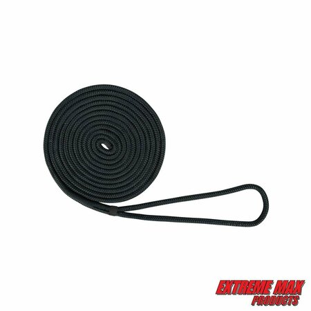 EXTREME MAX Extreme Max 3006.2084 BoatTector Double Braid Nylon Dock Line - 3/8" x 15', Black 3006.2084